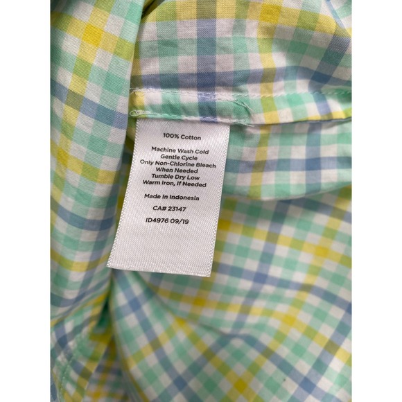 Talbots Womens Long Sleeve Button Up Pastel Blue Green Yellow Size S 100% Cotton - Picture 6 of 7
